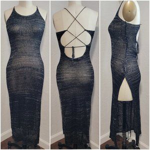 No Label Sheer Crochet Cover-up Slip Dress